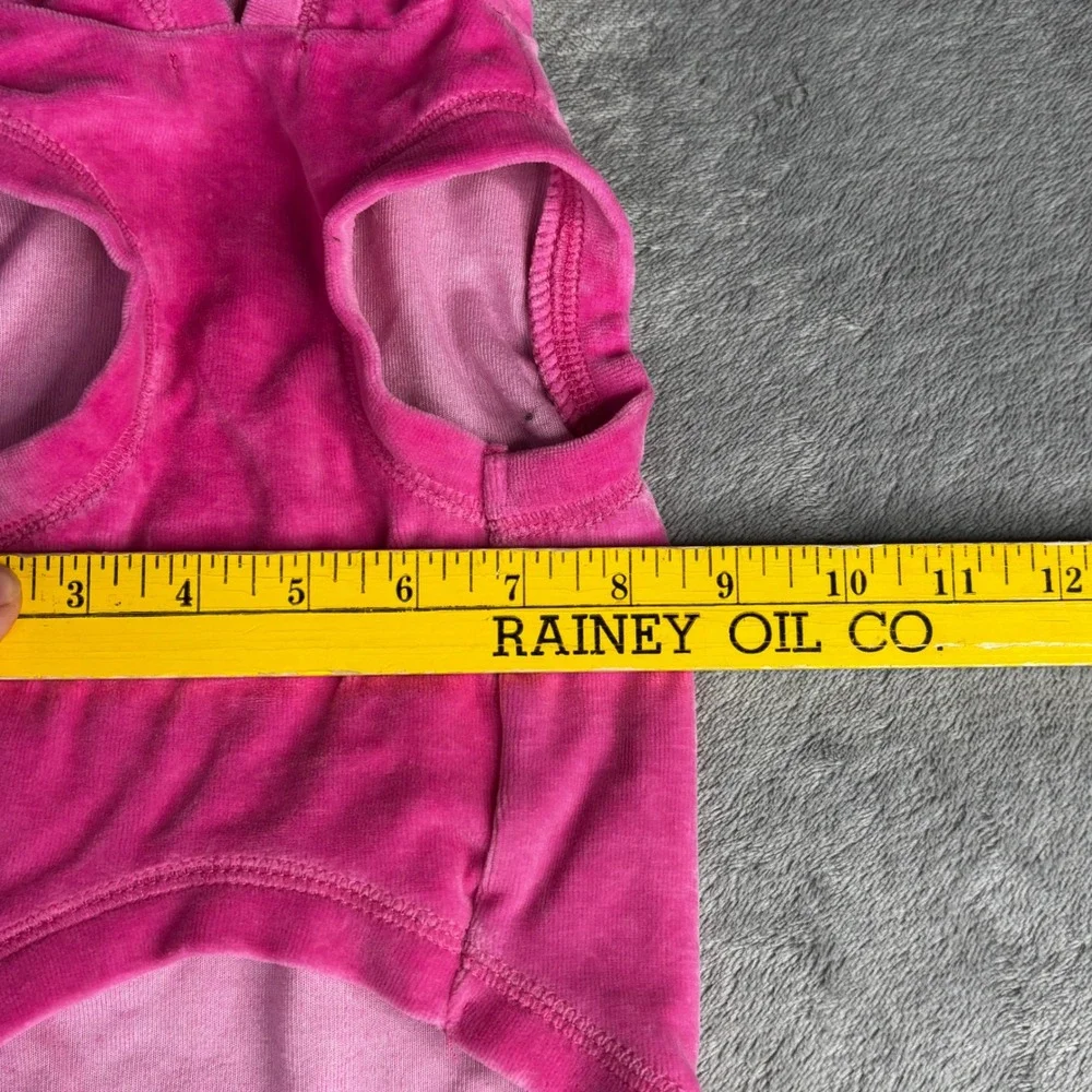 Lulupink Pet Hoodie Dog Vest Sz M Pink Velour Rhinestone Crown Y2K Glam Princess